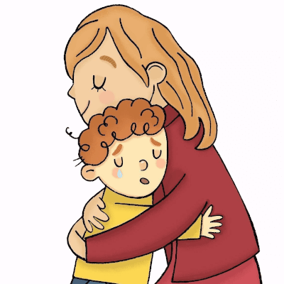 la mamma abbraccia giacomino bollicino